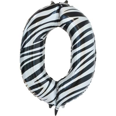 Folieballon Cijfer 0 Zebra (86cm)