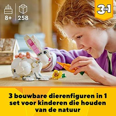 LEGO Creator 3-in-1 - Wit konijn constructiespeelgoed 31133 - thumbnail