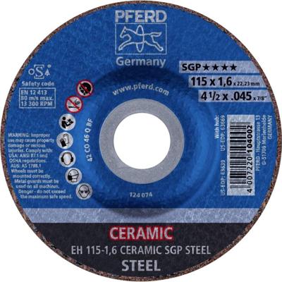 PFERD TOOLS EH 115-1,6 CERAMIC SGP STEEL 61300115 Doorslijpschijf gebogen 115 mm 25 stuk(s) Staal