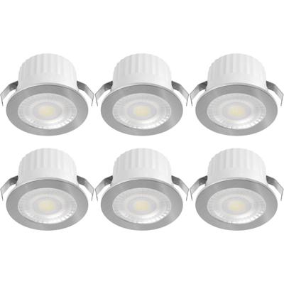 LED Veranda Spot Verlichting 6 Stuks - Brinton Glowix - 3W 260 lm 38D - Natuurlijk Wit 4000K - Inbouw - Rond - Zilver - Ø44mm Buitenmaat - Ø32mm Zaagmaat