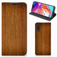 Samsung Galaxy A70 Book Wallet Case Donker Hout - thumbnail