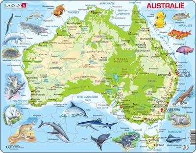 Selecta Larsen legpuzzel kaart australie geografisch met dieren, 65st. Selecta Larsen legpuzzel kaart australie geografisch met dieren, 65st.