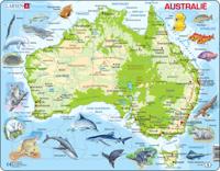Selecta Larsen legpuzzel kaart australie geografisch met dieren, 65st. - thumbnail