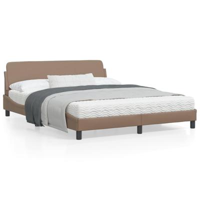 Bedframe met hoofdbord kunstleer cappuccinokleurig 160x200 cm