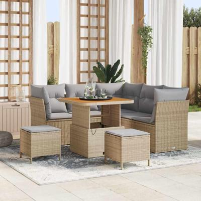 Tuinbankenset 8 pcs Beige poly rattan