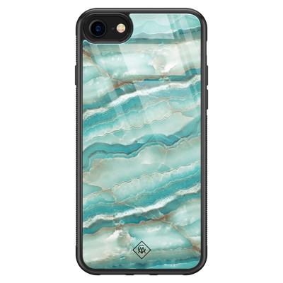 iPhone 8/7 glazen hardcase - Marmer azuurblauw