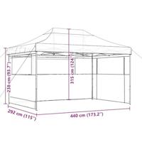 Partytent inklapbaar pop-up met 3 zijwanden terracottakleurig - thumbnail