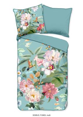 Descanso Dekbedovertrek "bloemen" - Multi - (155x220 cm) - Biologisch Katoen satijn