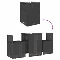 3-delige Bistroset met kussens poly rattan zwart - thumbnail