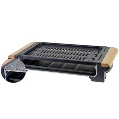 H.KoeNIG - RP320 - Grill 2 in 1 - Kooksteenfunctie en grillfunctie - 37 x 23 cm - Houten handgrepen - 1300 W