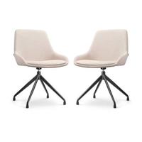 Nolon Nola-Isa Draaibare Eetkamerstoelen Beige - Zwart - 2x - thumbnail