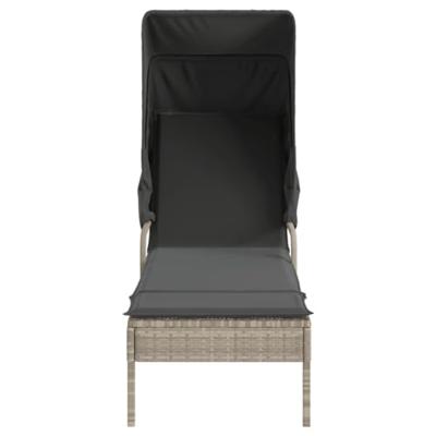 Ligbed met luifel poly rattan lichtgrijs Ligbed met luifel poly rattan lichtgrijs