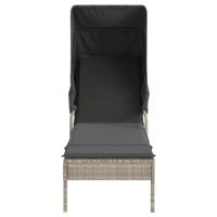 Ligbed met luifel poly rattan lichtgrijs - thumbnail