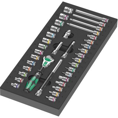 Wera 9720 Schuimrubberen inzetstuk met 8000 A Zyklop ratel 1/4" Set 1, 37-delig - 05150110001