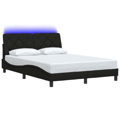 Bedframe met LED zonder matras 140x190 cm stof zwart