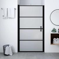VidaXL Douchedeur mat 81x195 cm gehard glas zwart - thumbnail