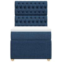 Boxspring met matras stof blauw 90x200 cm - thumbnail
