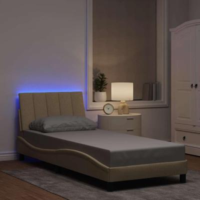 Bedframe zonder matras "Hanko" 90x190 cm stof crèmekleurig