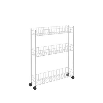 Metaltex Smalle Trolly met Wielen + 3 Etages 56x16x75.7 cm Wit