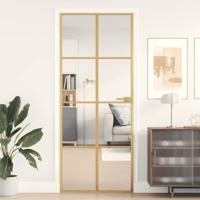 VidaXL Binnendeur smal 83x201,5 cm gehard glas en aluminium goudkleur - thumbnail