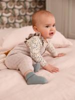 Tuinbroek van tricot baby's met schouderbandje en ruches gemêleerd beige - thumbnail