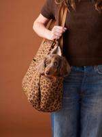 Transportzak voor kleine huisdieren FAMILY bruin, bedrukt - thumbnail