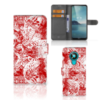 Telefoonhoesje met Naam Nokia 3.4 Angel Skull Rood - thumbnail
