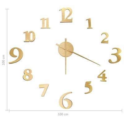 VidaXL 3d-wandklok modern xxl 100 cm goudkleurig