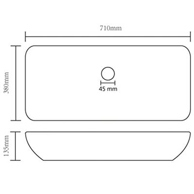 Wastafel rechthoekig 71x38 cm keramiek mat lichtgrijs Wastafel rechthoekig 71x38 cm keramiek mat lichtgrijs