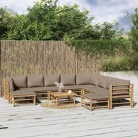 11-delige Loungeset met kussens bamboe taupe - thumbnail