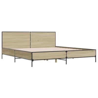 Bedframe bewerkt hout metaal sonoma eikenkleurig 200x200 cm