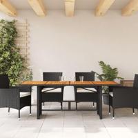 Tuintafel met acaciahouten blad 190x80x74 cm poly rattan zwart - thumbnail