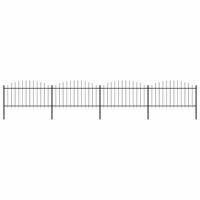 Tuinhek met speerpunt staal 714,5x150 cm zwart - thumbnail