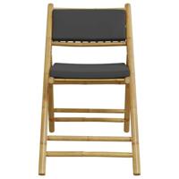 3-delige Bistroset inklapbaar met kussens bamboe donkergrijs - thumbnail