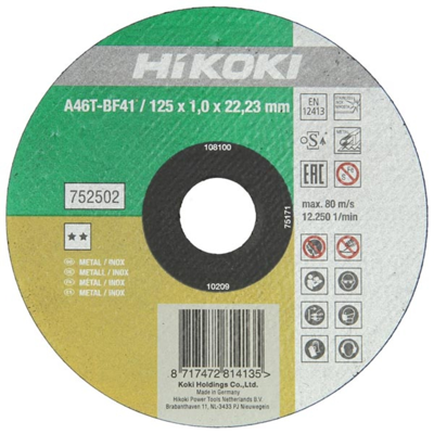 Hikoki accessoires Doorslijpschijf 125X1Mm Voor Inox - 752502 Hikoki accessoires Doorslijpschijf 125X1Mm Voor Inox - 752502