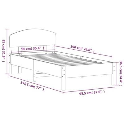 Bedframe zonder matras massief grenenhout wit 90x190 cm