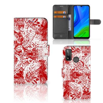 Telefoonhoesje met Naam Huawei P Smart 2020 Angel Skull Rood Telefoonhoesje met Naam Huawei P Smart 2020 Angel Skull Rood