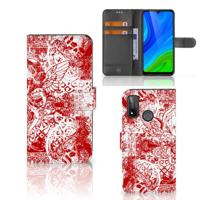 Telefoonhoesje met Naam Huawei P Smart 2020 Angel Skull Rood - thumbnail