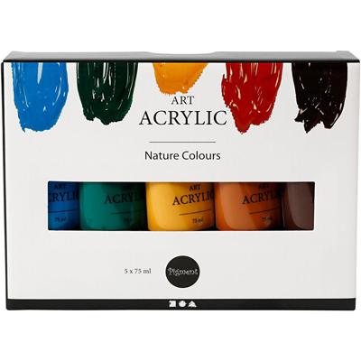 Creativ Company Pigment art acrylverf natuurlijke kleuren, 5x75ml Creativ Company Pigment art acrylverf natuurlijke kleuren, 5x75ml
