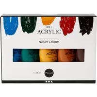 Creativ Company Pigment art acrylverf natuurlijke kleuren, 5x75ml - thumbnail