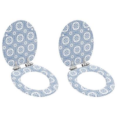 Toiletbrillen 2 st met soft-close deksels MDF porseleinontwerp