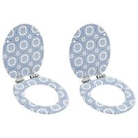 Toiletbrillen 2 st met soft-close deksels MDF porseleinontwerp - thumbnail