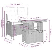 2-delige Tuinset met kussens poly rattan beige - thumbnail