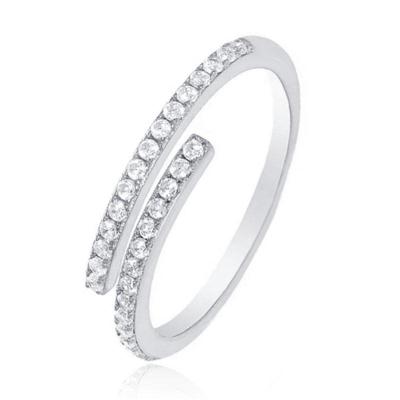 Elenza Verstelbare .925 Zilveren Ring met Zirkonia Steentjes