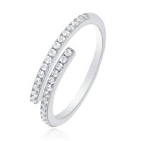 Elenza Verstelbare .925 Zilveren Ring met Zirkonia Steentjes - thumbnail