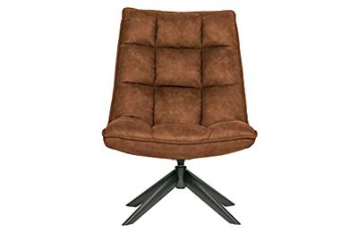 WOOOD Draaifauteuil 'Jouke' PU leder, kleur Cognac
