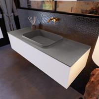 Badkamermeubelset Mondiaz Erin 120 cm met 1 Lade met RIDGE Wastafel Midden Dark grey Zonder Kraangaten Greeploos Mat Carrara - thumbnail