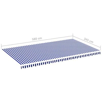 Vervangingsdoek voor luifel 6x3,5 m blauw en wit