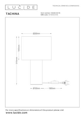 Lucide TACHINA - Tafellamp - 1xE27 - Naturel