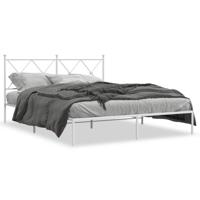 Bedframe met hoofdbord metaal wit 160x200 cm - thumbnail